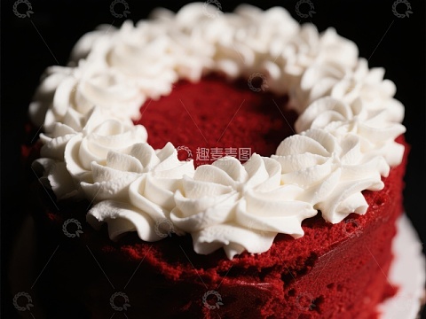 红丝绒蛋糕配奶油花边