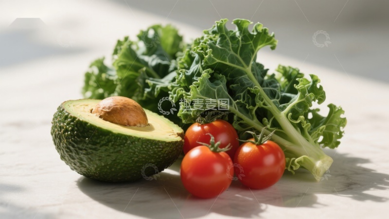 高清大图下载【趣麦麦图】新鲜蔬菜与牛油果静物