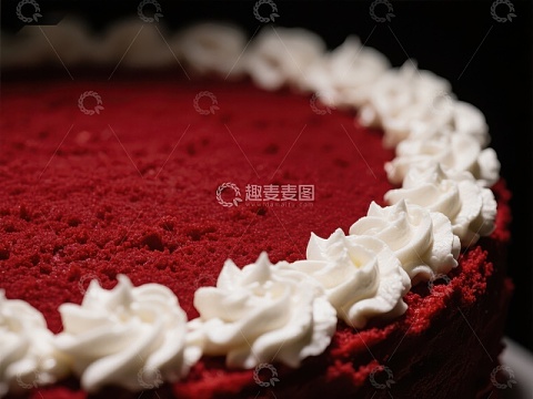 红丝绒蛋糕与奶油花边