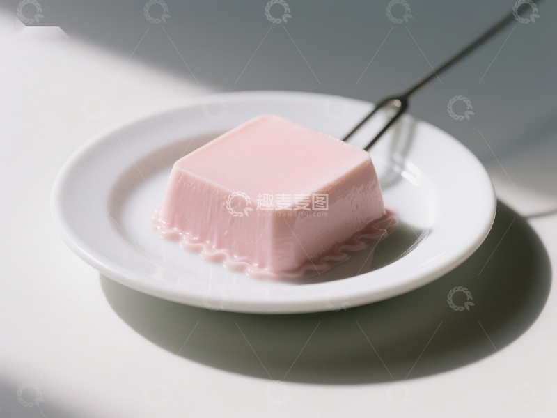 高清大图下载【趣麦麦图】粉色果冻置于白色碟中