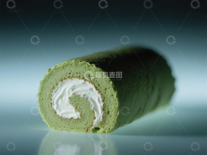 高清大图下载【趣麦麦图】抹茶奶油蛋糕卷