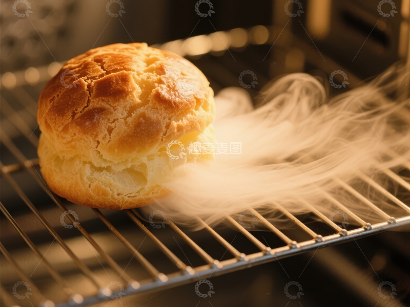 高清大图下载【趣麦麦图】烤箱中的面包散发热气