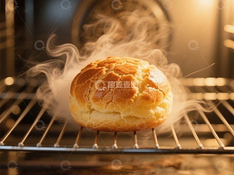 烤箱中的面包散发热气