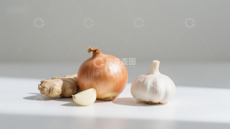 高清大图下载【趣麦麦图】姜葱蒜静物摆放