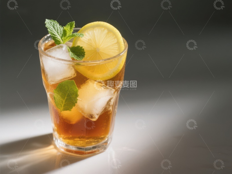 高清大图下载【趣麦麦图】冰爽柠檬茶配薄荷