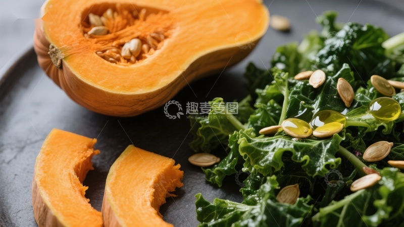 高清大图下载【趣麦麦图】南瓜与羽衣甘蓝沙拉