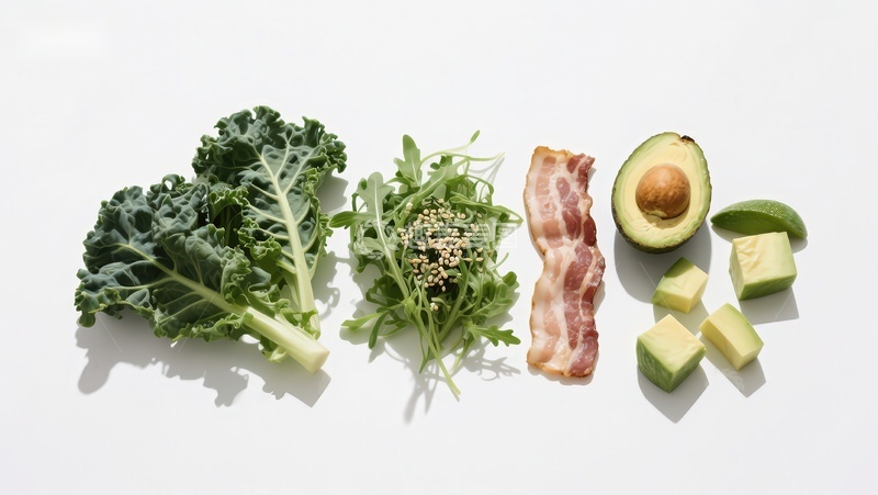 高清大图下载【趣麦麦图】新鲜蔬菜与培根食材组合