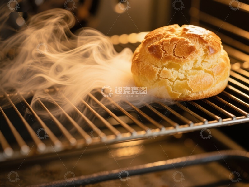 高清大图下载【趣麦麦图】烤箱中的面包散发热气