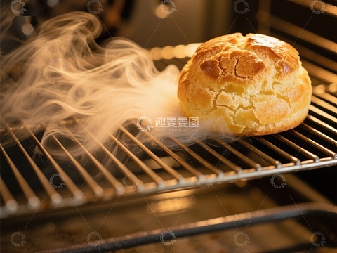 烤箱中的面包散发热气