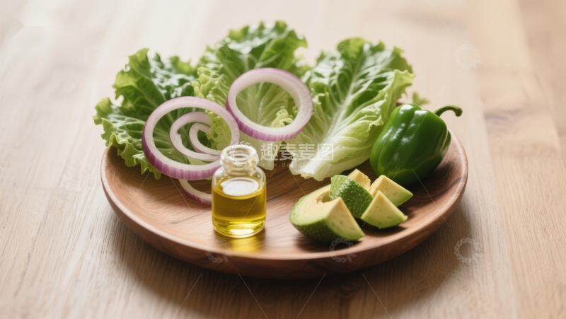 高清大图下载【趣麦麦图】新鲜蔬菜与橄榄油摆盘