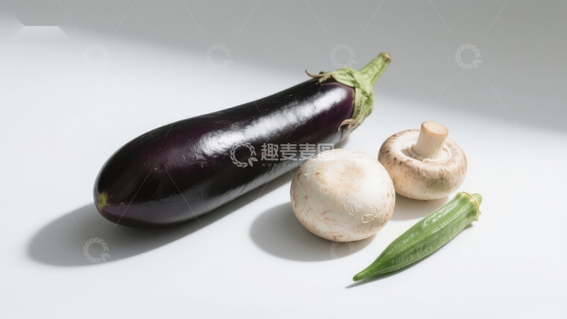 高清大图下载【趣麦麦图】茄子香菇秋葵静物展示