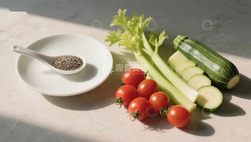 高清大图下载【趣麦麦图】新鲜蔬菜与香料静物摆拍