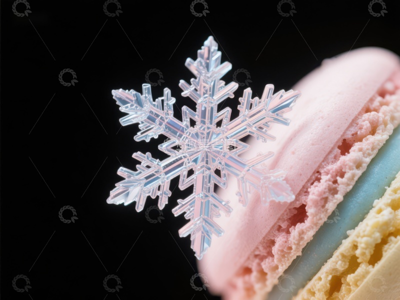 高清大图下载【趣麦麦图】-雪晶点缀的彩色马卡龙