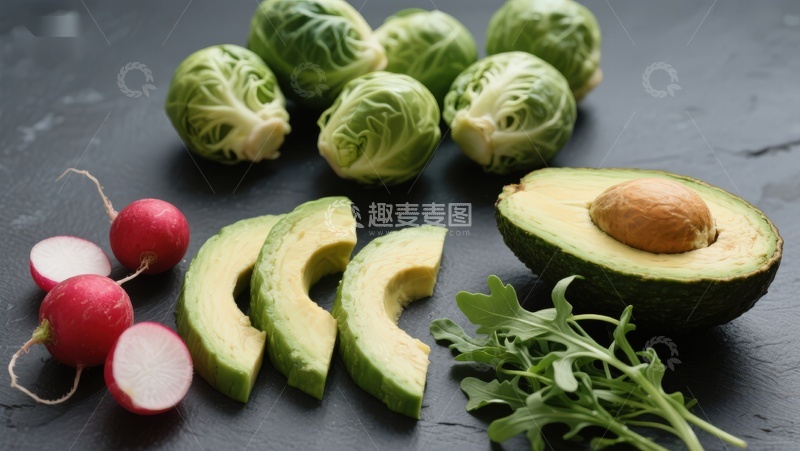 高清大图下载【趣麦麦图】新鲜蔬菜与牛油果摆盘