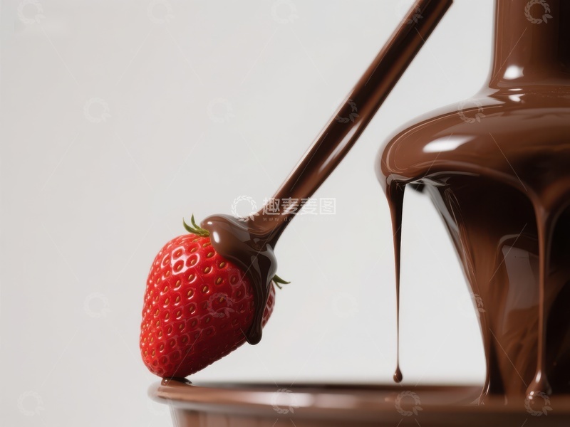 高清大图下载【趣麦麦图】草莓蘸巧克力，甜蜜瞬间