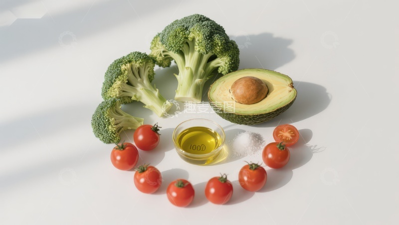 高清大图下载【趣麦麦图】新鲜蔬菜与橄榄油摆拍
