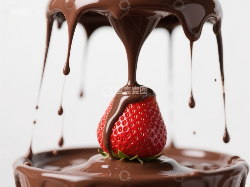 高清大图下载【趣麦麦图】巧克力淋滴草莓特写