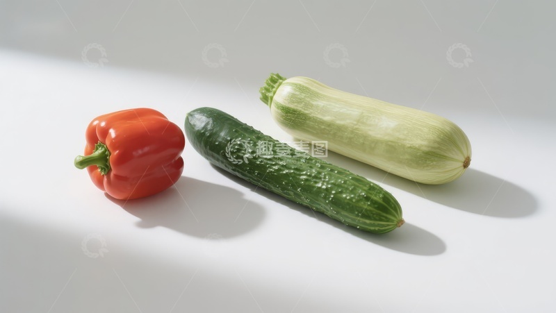 高清大图下载【趣麦麦图】红椒黄瓜西葫芦静物摆放