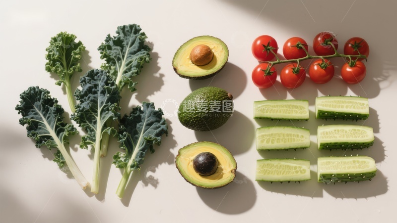 高清大图下载【趣麦麦图】新鲜蔬菜与牛油果摆拍