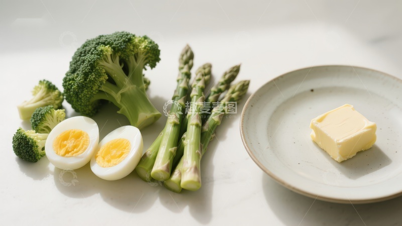 高清大图下载【趣麦麦图】蔬菜鸡蛋与黄油摆盘