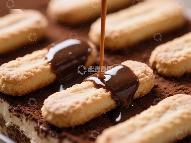 高清大图下载【趣麦麦图】巧克力淋面的美味手指饼干蛋糕