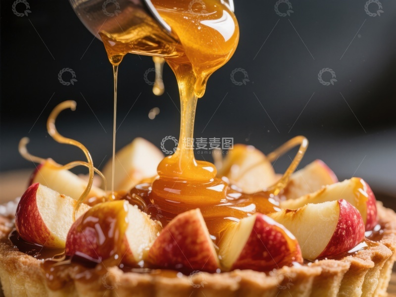高清大图下载【趣麦麦图】蜂蜜倾泻于苹果挞之上