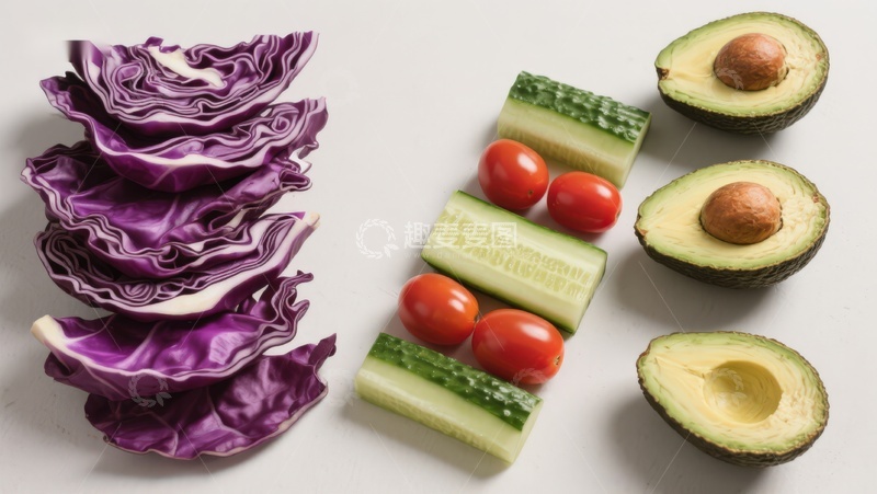 高清大图下载【趣麦麦图】新鲜蔬菜与水果切片摆盘