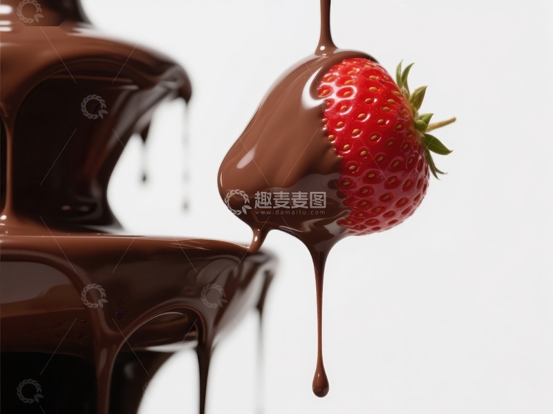 高清大图下载【趣麦麦图】巧克力淋滴草莓特写