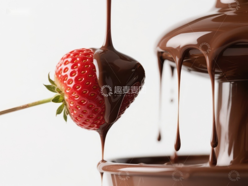 高清大图下载【趣麦麦图】巧克力淋草莓，甜蜜诱惑