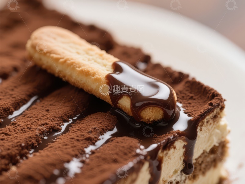 高清大图下载【趣麦麦图】巧克力淋面提拉米苏特写