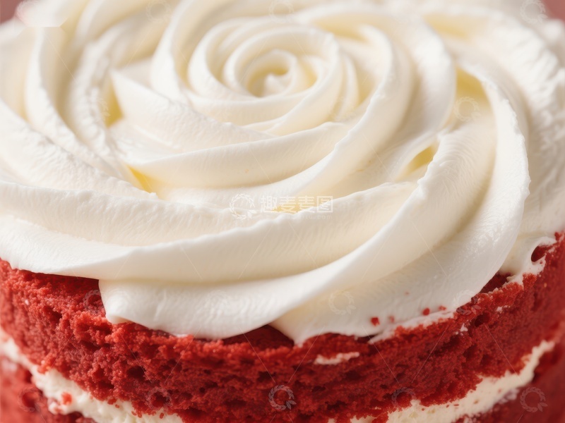 高清大图下载【趣麦麦图】红丝绒蛋糕上的奶油玫瑰