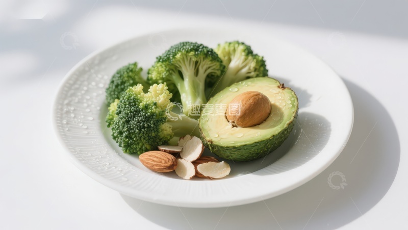 高清大图下载【趣麦麦图】盘中西兰花牛油果坚果
