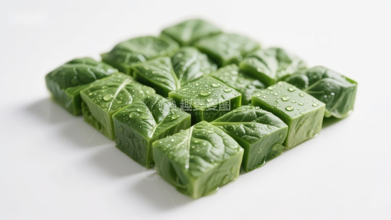 高清大图下载【趣麦麦图】绿色叶状立方体排列