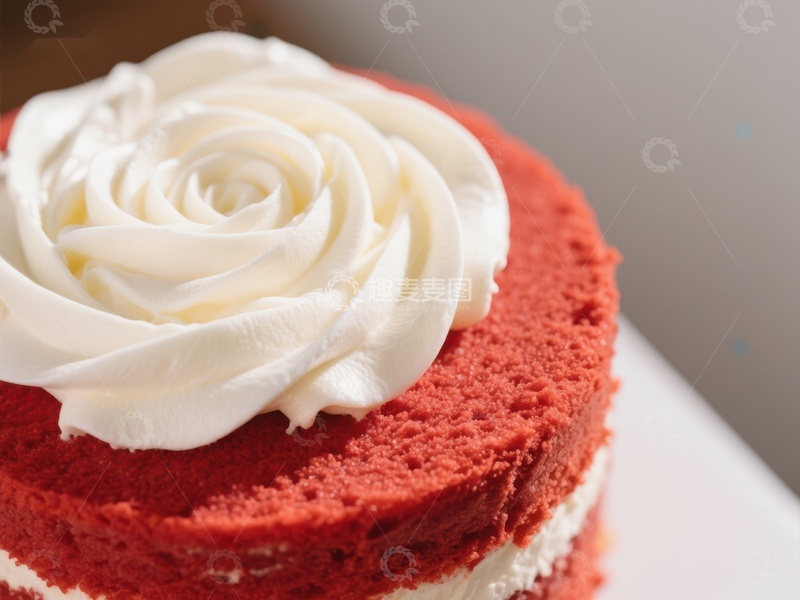 高清大图下载【趣麦麦图】红丝绒蛋糕上的奶油玫瑰