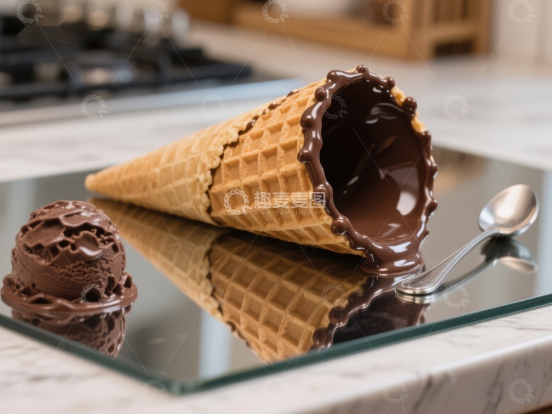 高清大图下载【趣麦麦图】巧克力冰淇淋与糖锥的诱人组合