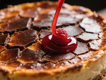 焦糖芝士蛋糕淋上树莓酱