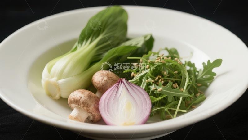 高清大图下载【趣麦麦图】新鲜蔬菜与菌菇摆盘