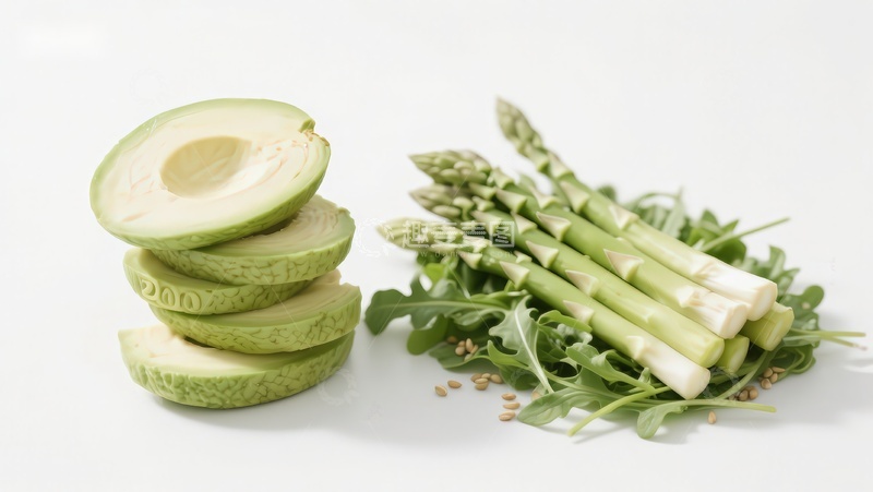 高清大图下载【趣麦麦图】牛油果与芦笋的健康食材组合