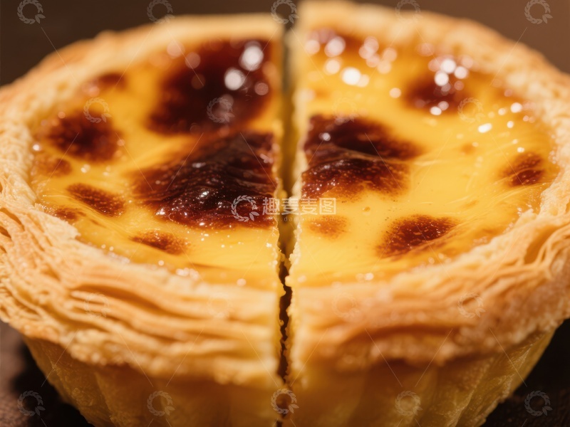 高清大图下载【趣麦麦图】-蛋挞特写：金黄酥皮与浓郁蛋奶