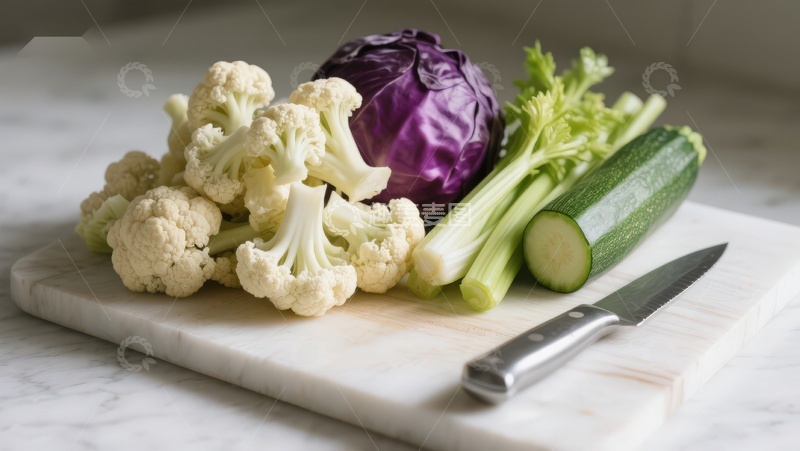 高清大图下载【趣麦麦图】新鲜蔬菜切配准备