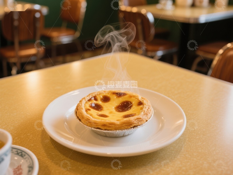 高清大图下载【趣麦麦图】热腾腾的蛋挞置于餐桌之上