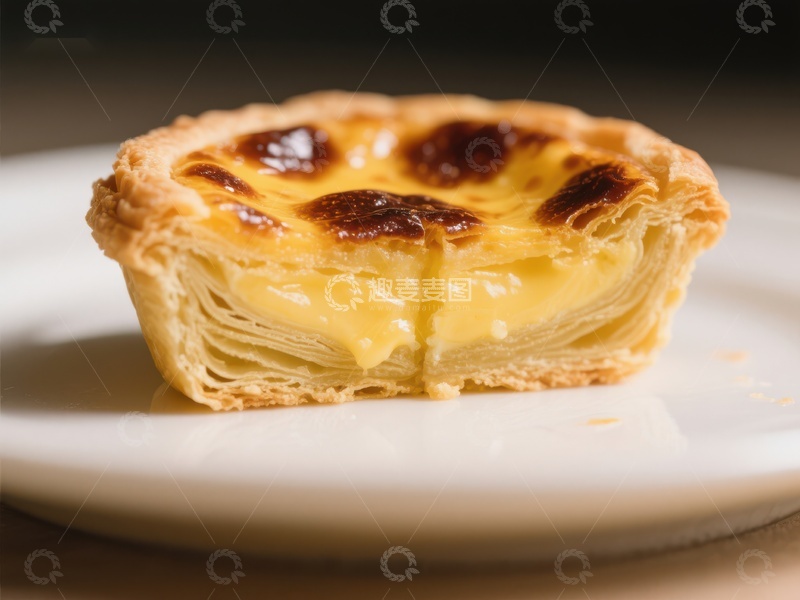 高清大图下载【趣麦麦图】-蛋挞特写：金黄酥皮与浓郁蛋奶