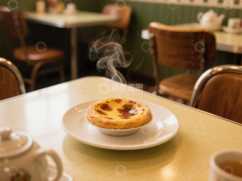 高清大图下载【趣麦麦图】-热腾腾的蛋挞与茶杯
