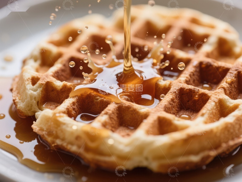 高清大图下载【趣麦麦图】糖浆浇灌在金黄松饼上