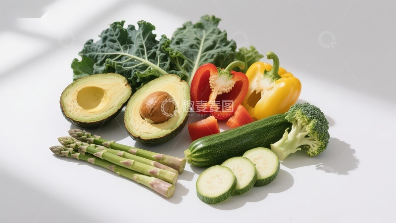 高清大图下载【趣麦麦图】新鲜蔬菜与牛油果摆拍