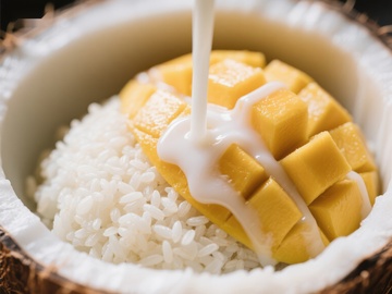 芒果糯米饭配椰奶