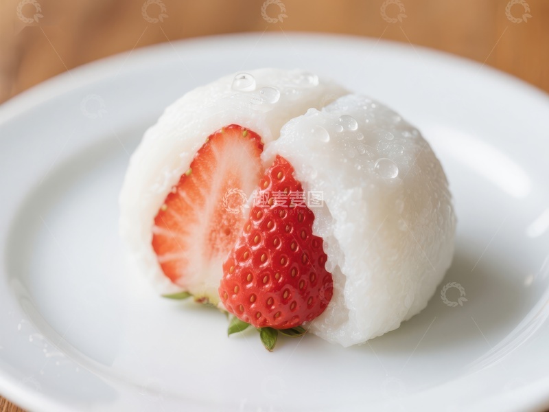 高清大图下载【趣麦麦图】草莓大福：甜蜜的糯米包裹