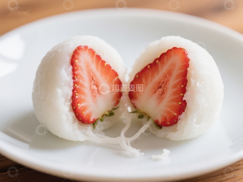 高清大图下载【趣麦麦图】草莓大福，甜蜜的白色糯米包裹