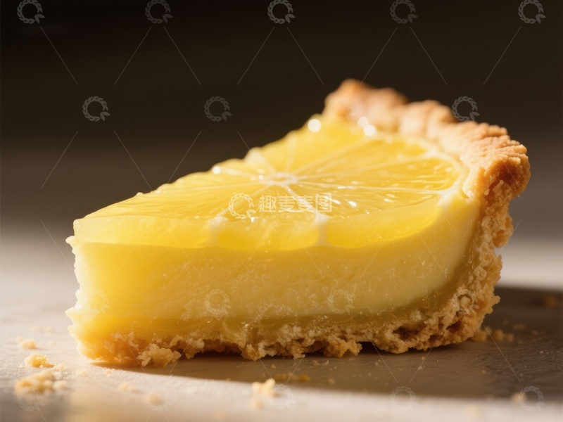高清大图下载【趣麦麦图】柠檬挞切片，金黄色果馅诱人
