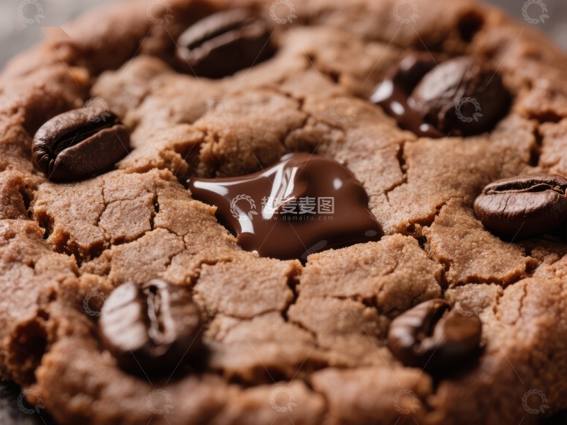 高清大图下载【趣麦麦图】咖啡豆巧克力饼干特写